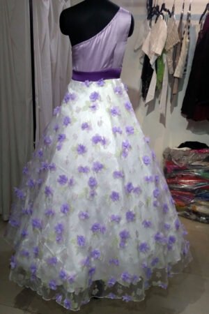 women 2 piece dress lavander color