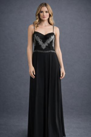Evening-Black-part-dress-with-Silver-sequin-beading