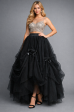 Gothic Elegance with Black Tulle Skirt